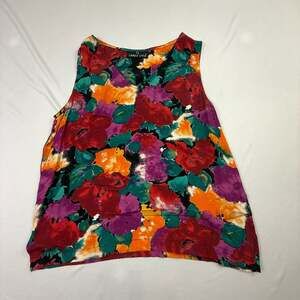 Carole Little Vintage Floral Sleeveless V-Neck Tank Top